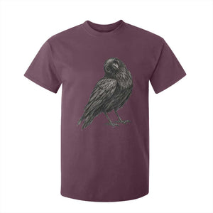 Curious Raven Crow T Shirt For Kid Vintage Dark Academia Gothic Black Bird Graphic