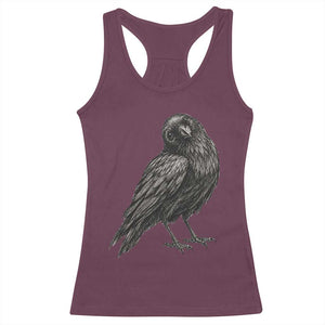 Curious Raven Crow Racerback Tank Top Vintage Dark Academia Gothic Black Bird Graphic