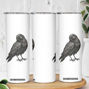 Curious Raven Crow Skinny Tumbler Vintage Dark Academia Gothic Black Bird Graphic