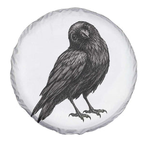 Curious Raven Crow Spare Tire Cover Vintage Dark Academia Gothic Black Bird Graphic