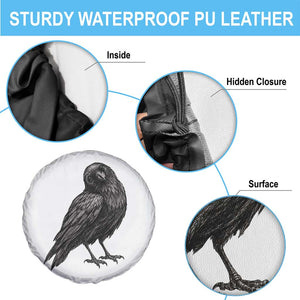 Curious Raven Crow Spare Tire Cover Vintage Dark Academia Gothic Black Bird Graphic