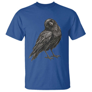 Curious Raven Crow T Shirt Vintage Dark Academia Gothic Black Bird Graphic