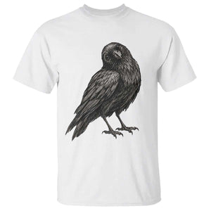 Curious Raven Crow T Shirt Vintage Dark Academia Gothic Black Bird Graphic