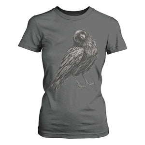 Curious Raven Crow T Shirt For Women Vintage Dark Academia Gothic Black Bird Graphic