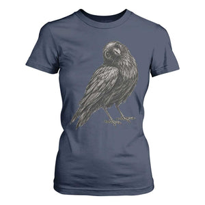 Curious Raven Crow T Shirt For Women Vintage Dark Academia Gothic Black Bird Graphic