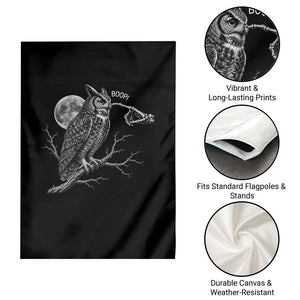 Skeleton Hand Boop Owl Garden Flag Funny Spooky Halloween Moon Graphic