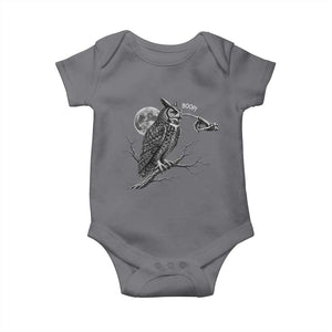 Skeleton Hand Boop Owl Baby Onesie Funny Spooky Halloween Moon Graphic