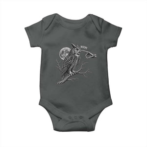 Skeleton Hand Boop Owl Baby Onesie Funny Spooky Halloween Moon Graphic
