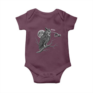 Skeleton Hand Boop Owl Baby Onesie Funny Spooky Halloween Moon Graphic