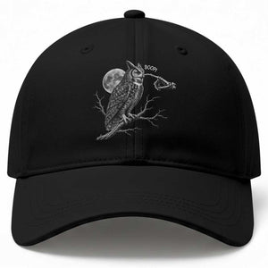 Skeleton Hand Boop Owl Baseball Cap Funny Spooky Halloween Moon Graphic