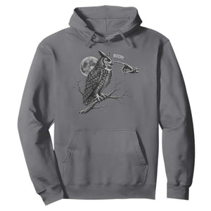 Skeleton Hand Boop Owl Hoodie Funny Spooky Halloween Moon Graphic