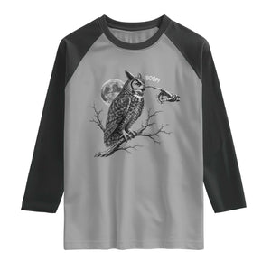 Skeleton Hand Boop Owl Raglan Shirt Funny Spooky Halloween Moon Graphic