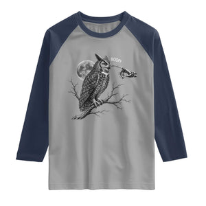 Skeleton Hand Boop Owl Raglan Shirt Funny Spooky Halloween Moon Graphic
