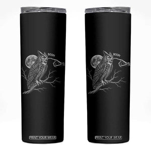 Skeleton Hand Boop Owl Skinny Tumbler Funny Spooky Halloween Moon Graphic