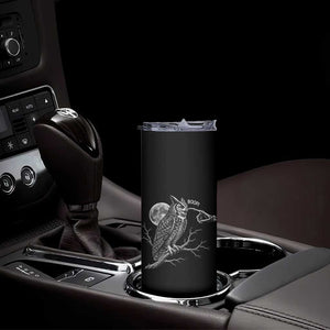 Skeleton Hand Boop Owl Skinny Tumbler Funny Spooky Halloween Moon Graphic