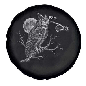 Skeleton Hand Boop Owl Spare Tire Cover Funny Spooky Halloween Moon Graphic