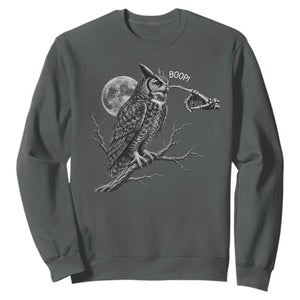 Skeleton Hand Boop Owl Sweatshirt Funny Spooky Halloween Moon Graphic