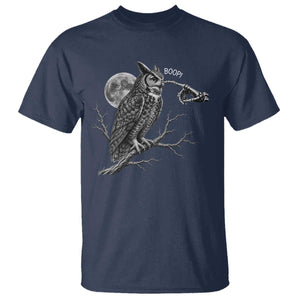 Skeleton Hand Boop Owl T Shirt Funny Spooky Halloween Moon Graphic