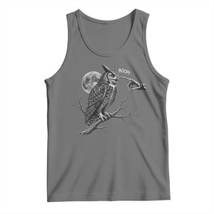 Skeleton Hand Boop Owl Tank Top Funny Spooky Halloween Moon Graphic
