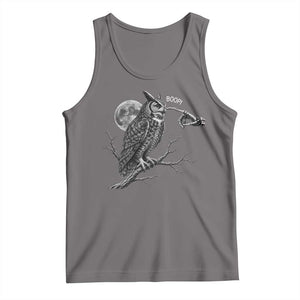 Skeleton Hand Boop Owl Tank Top Funny Spooky Halloween Moon Graphic