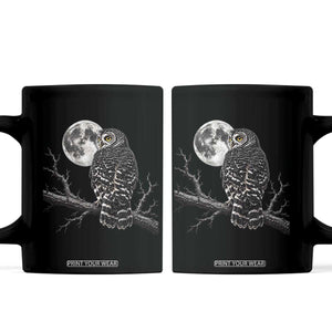 Owl Full Moon Graphic Coffee Mug Vintage Dark Academia Bird
