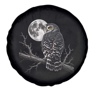 Owl Full Moon Graphic Spare Tire Cover Vintage Dark Academia Bird