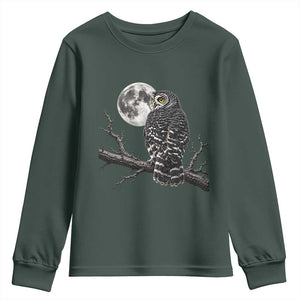 Owl Full Moon Graphic Youth Sweatshirt Vintage Dark Academia Bird