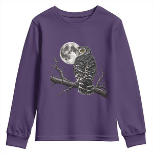 Owl Full Moon Graphic Youth Sweatshirt Vintage Dark Academia Bird