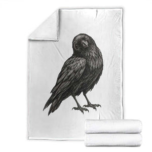 Winking Raven Crow Throw Blanket Vintage Dark Academia Funny Bird Graphic