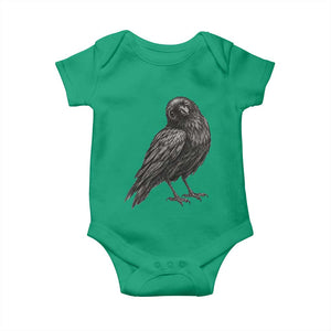Winking Raven Crow Baby Onesie Vintage Dark Academia Funny Bird Graphic