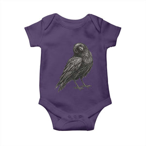 Winking Raven Crow Baby Onesie Vintage Dark Academia Funny Bird Graphic