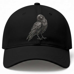 Winking Raven Crow Baseball Cap Vintage Dark Academia Funny Bird Graphic