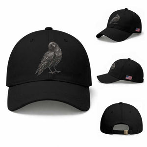 Winking Raven Crow Baseball Cap Vintage Dark Academia Funny Bird Graphic