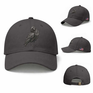 Winking Raven Crow Baseball Cap Vintage Dark Academia Funny Bird Graphic