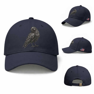 Winking Raven Crow Baseball Cap Vintage Dark Academia Funny Bird Graphic