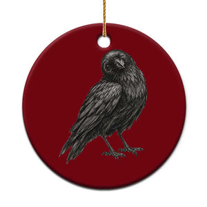Winking Raven Crow Ceramic Ornament Vintage Dark Academia Funny Bird Graphic