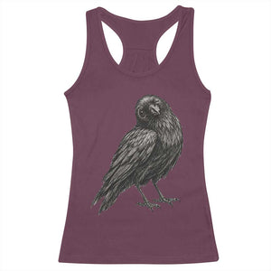 Winking Raven Crow Racerback Tank Top Vintage Dark Academia Funny Bird Graphic
