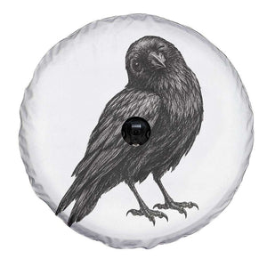 Winking Raven Crow Spare Tire Cover Vintage Dark Academia Funny Bird Graphic