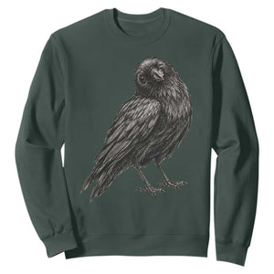 Winking Raven Crow Sweatshirt Vintage Dark Academia Funny Bird Graphic