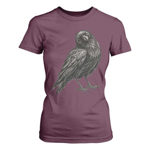 Winking Raven Crow T Shirt For Women Vintage Dark Academia Funny Bird Graphic