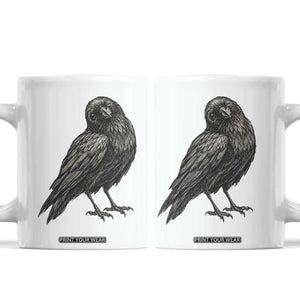 Winking Raven Crow Coffee Mug Vintage Dark Academia Funny Bird Graphic