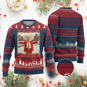 Funny Trump Pink Ugly Christmas Sweater I'll Be Home For Christmas Santa Pajamas TS10 Burgundy Print Your Wear
