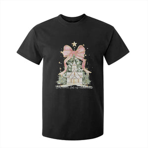 Christian Christmas T Shirt For Kid Oh Come Let Us Adore Him Nativity Christmas Tree Bow TS10 Black Print Your Wear