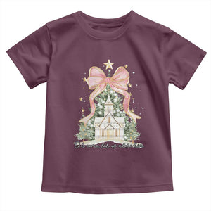 Christian Christmas Toddler T Shirt Oh Come Let Us Adore Him Nativity Christmas Tree Bow TS10 Maroon Print Your Wear