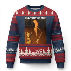 Marcus The Worm Xmas Ugly Christmas Sweater I Don't Like This Rock Funny Meme TS10 Navy Red Print Your Wear