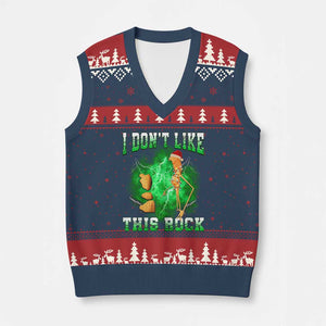 Funny Marcus The Worm V-Neck Knit Sweater Vest I Don't Like This Rock Brain Rot TS10 Navy Red Print Your Wear