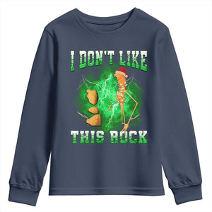 Funny Marcus The Worm Youth Sweatshirt I Don't Like This Rock Brain Rot TS10 Navy Print Your Wear