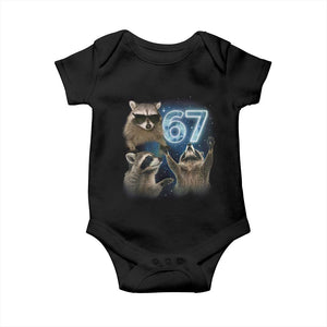 Funny 67 Raccoon Meme Baby Onesie Howling at The Moon Funny Six Seven Weird Cursed TS10 Black Print Your Wear