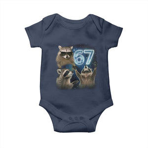 Funny 67 Raccoon Meme Baby Onesie Howling at The Moon Funny Six Seven Weird Cursed TS10 Navy Print Your Wear