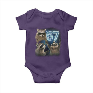 Funny 67 Raccoon Meme Baby Onesie Howling at The Moon Funny Six Seven Weird Cursed TS10 Purple Print Your Wear
